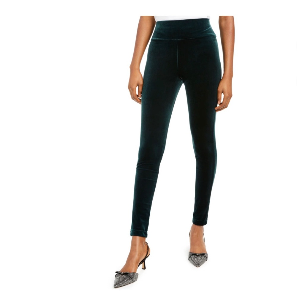 NWT Inc International Concepts Women’s Velvet Non-Seam Skinny Green Leggings